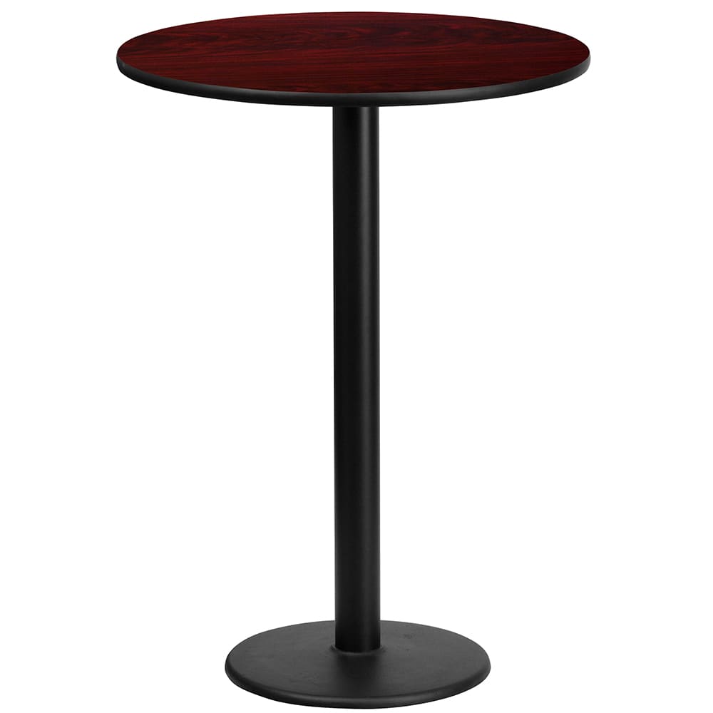 916-XRD24MAHTBTR18B 24" Round Bar Height Table - Mahogany Laminate Top, Cast Iron Base