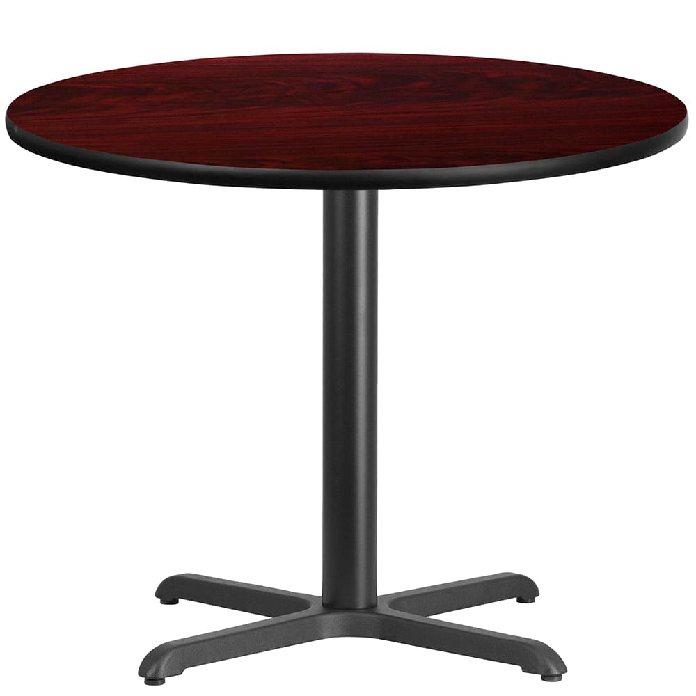 916-XRD36MAHTBT3030 36" Round Dining Height Table w/ Mahogany Laminate Top - Cast Iron Base