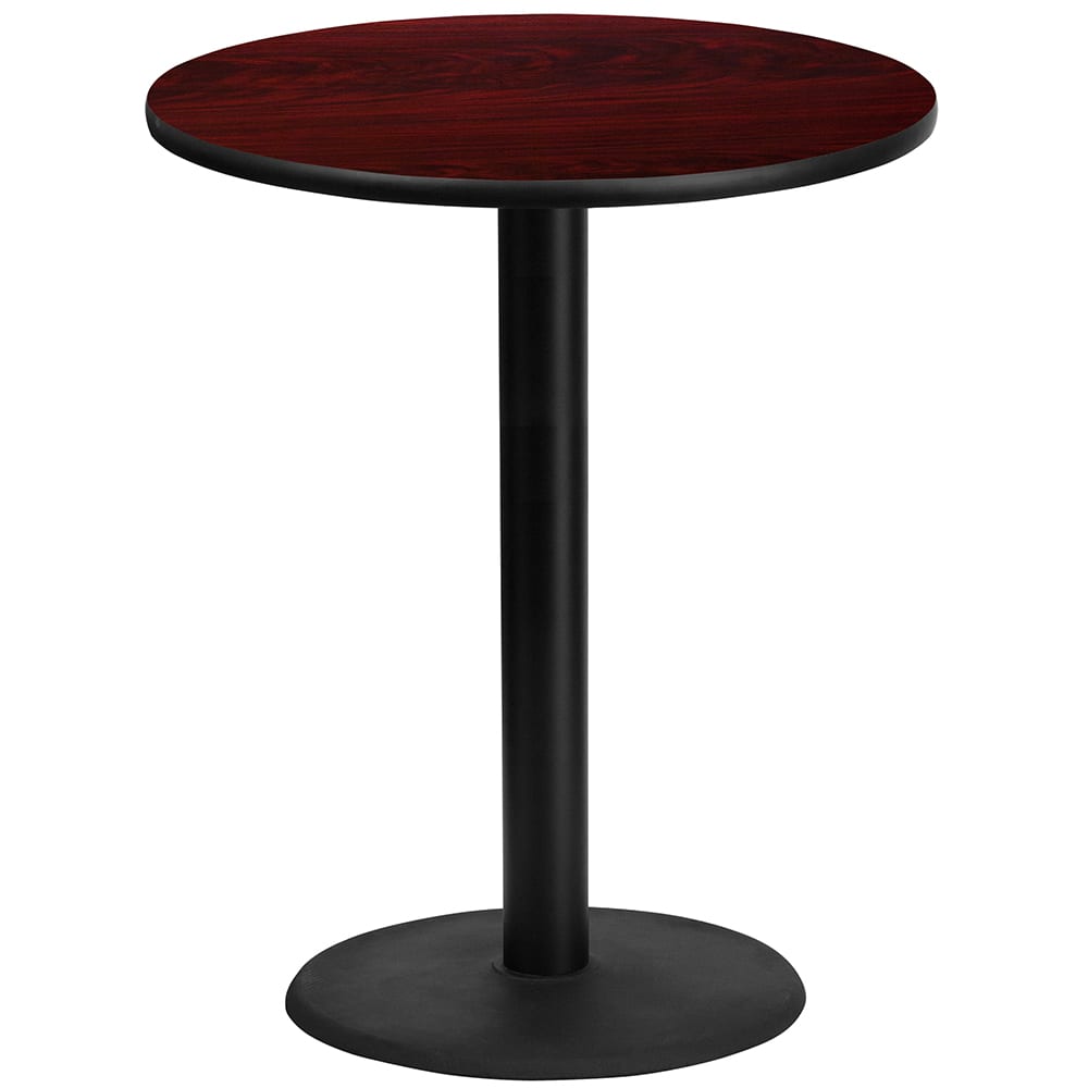 916-XRD36MAHTBTR24B 36" Round Bar Height Table - Mahogany Laminate Top, Cast Iron Base