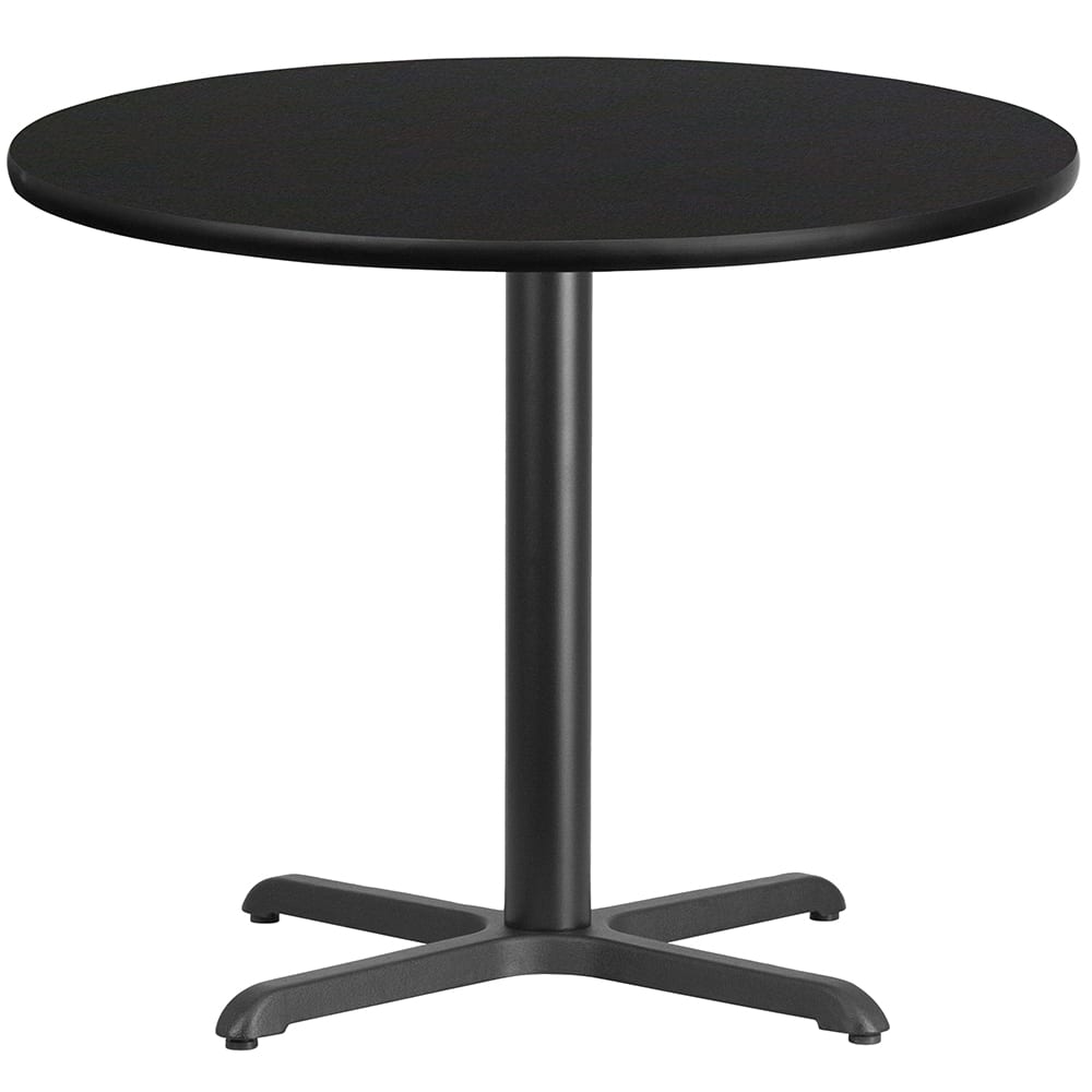 916-XRD36BLKTBT3030 36" Round Dining Height Table w/ Black Laminate Top - Cast Iron Base