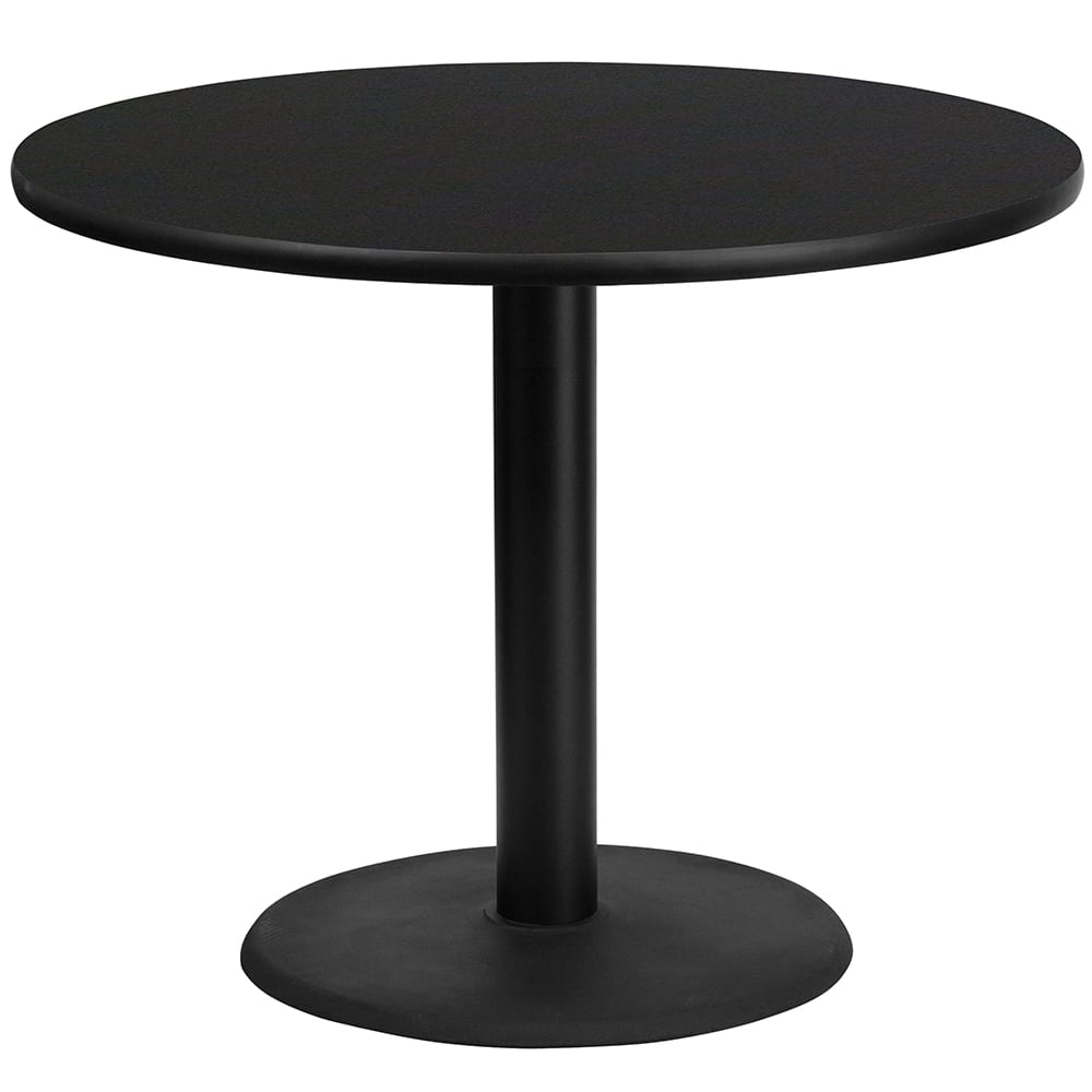 916-XRD36BLKTBTR24 36" Round Dining Height Table w/ Black Laminate Top - Cast Iron Base