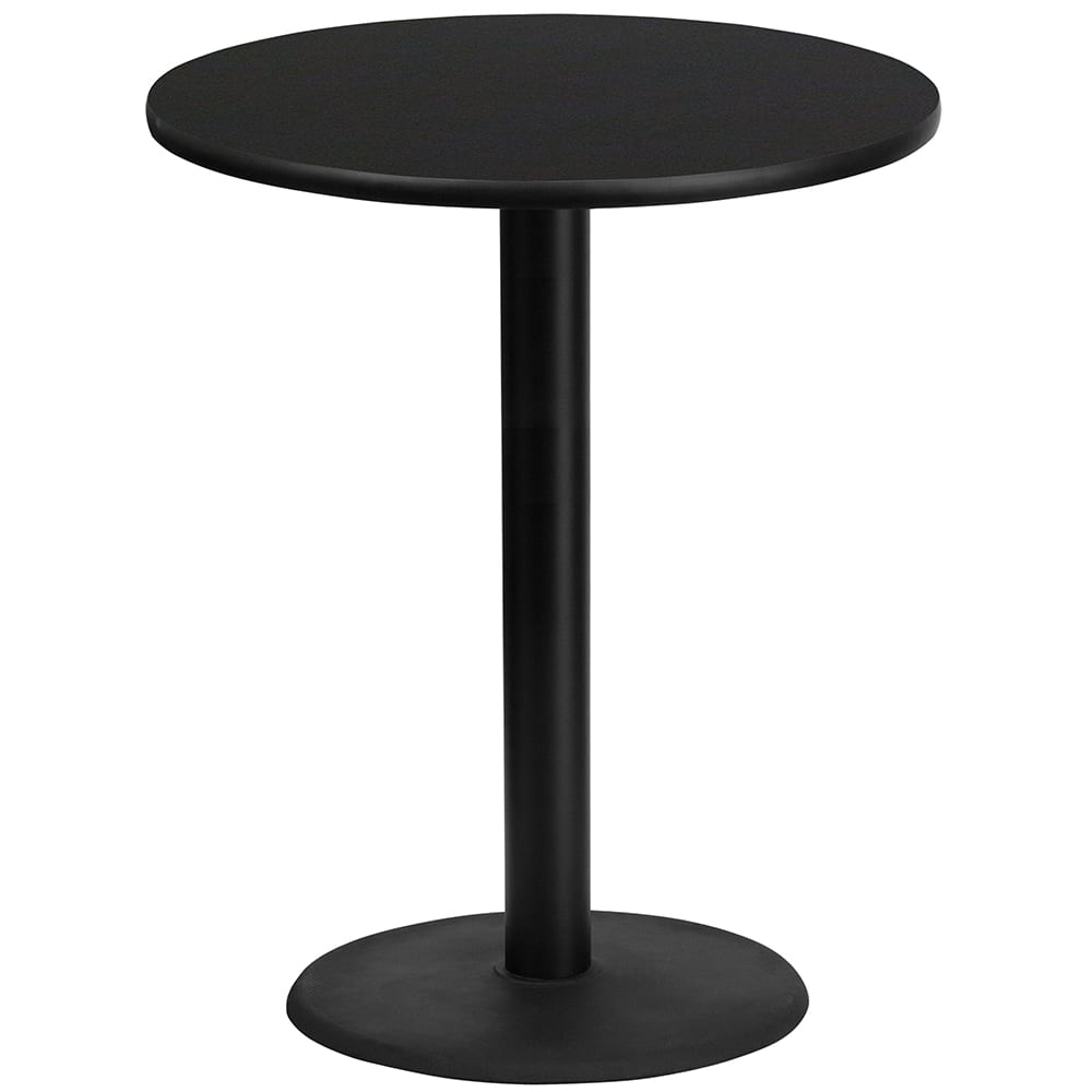 916-XRD36BLKTBTR24B 36" Round Bar Height Table - Black Laminate Top, Cast Iron Base