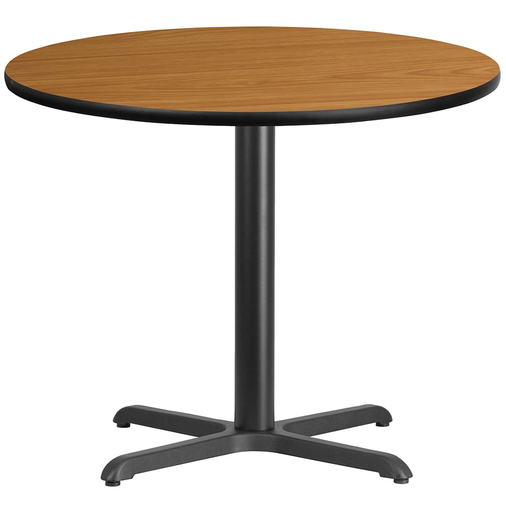 916-XRD36NATTBT3030 36" Round Dining Height Table w/ Natural Laminate Top - Cast Iron Base