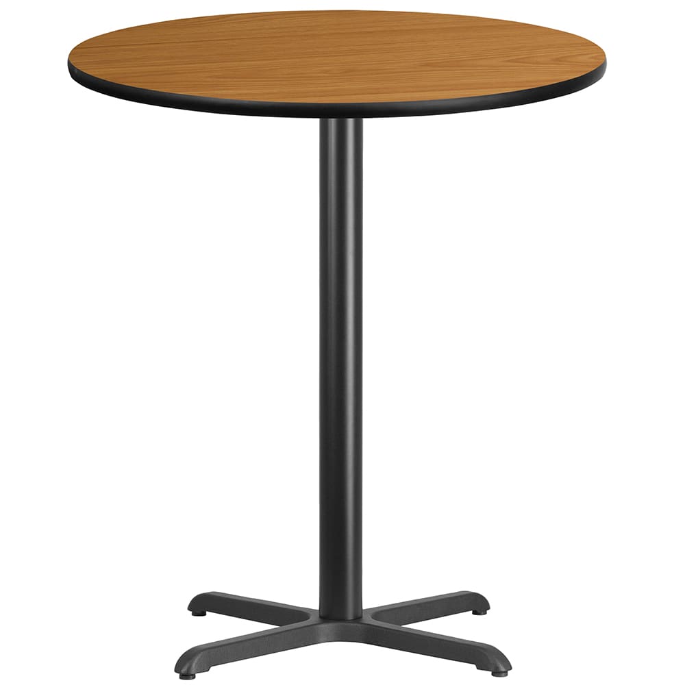 916-XRD36NATTBT3030B 36" Round Bar Height Table - Natural Laminate Top, Cast Iron Base