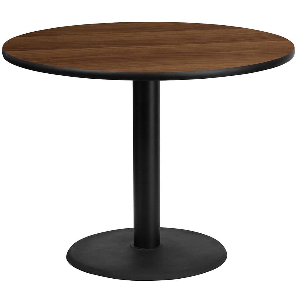 916-XRD42WALTBTR24 42" Round Dining Height Table w/ Walnut Laminate Top - Cast Iron Base