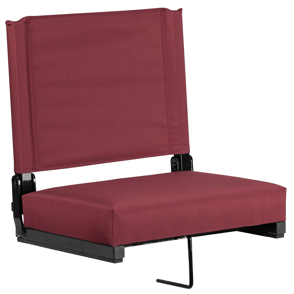 916-XSTAM Grandstand Outdoor Folding Stadium Seat - Maroon Canvas w/ Black Aluminum Frame