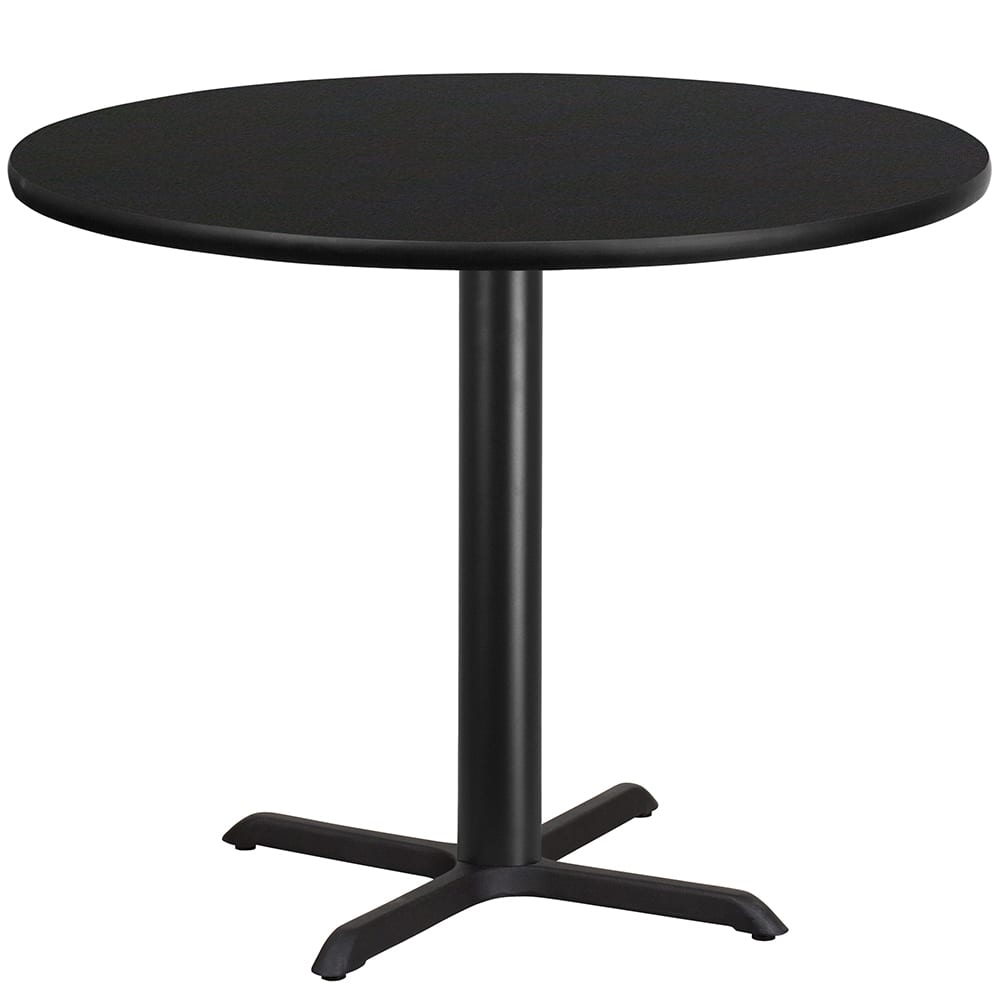 916-XRD42BLKTBT3333 42" Round Dining Height Table w/ Black Laminate Top - Cast Iron Base