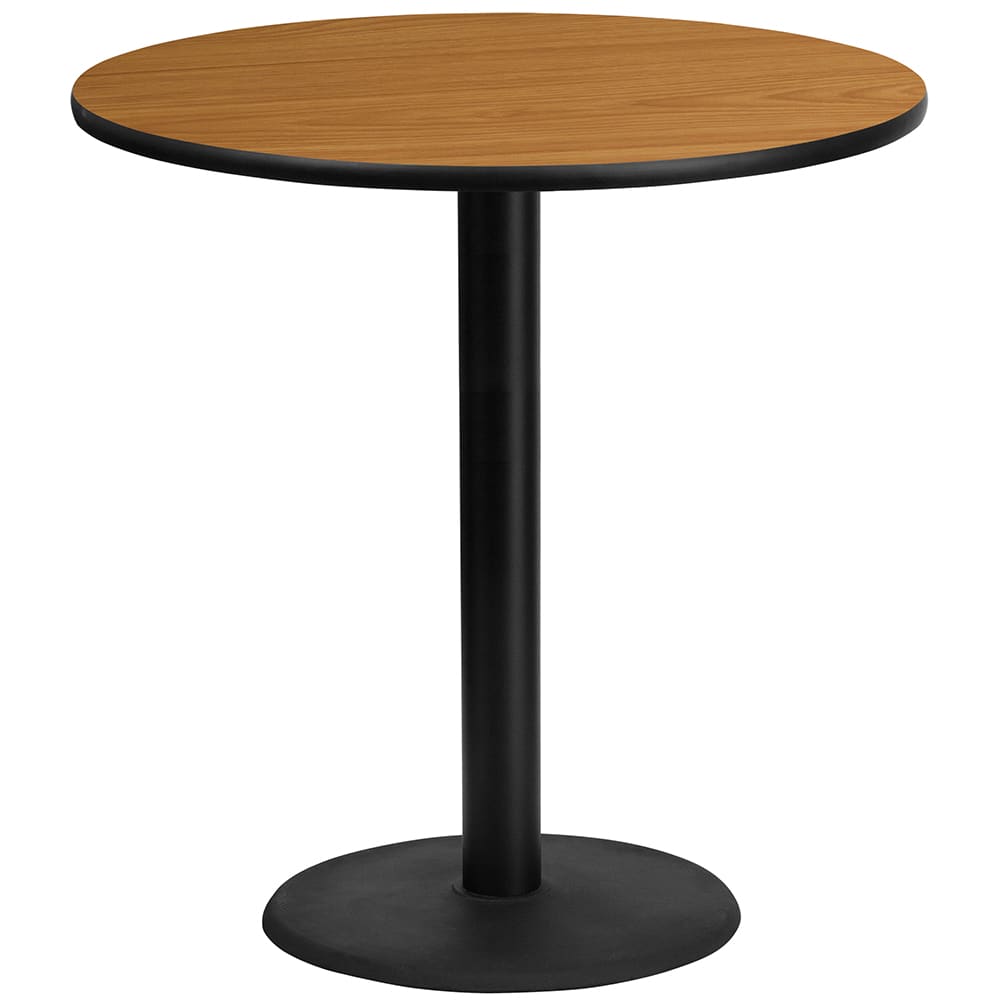 916-XRD42NATTBTR24B 42" Round Bar Height Table - Natural Laminate Top, Cast Iron Base