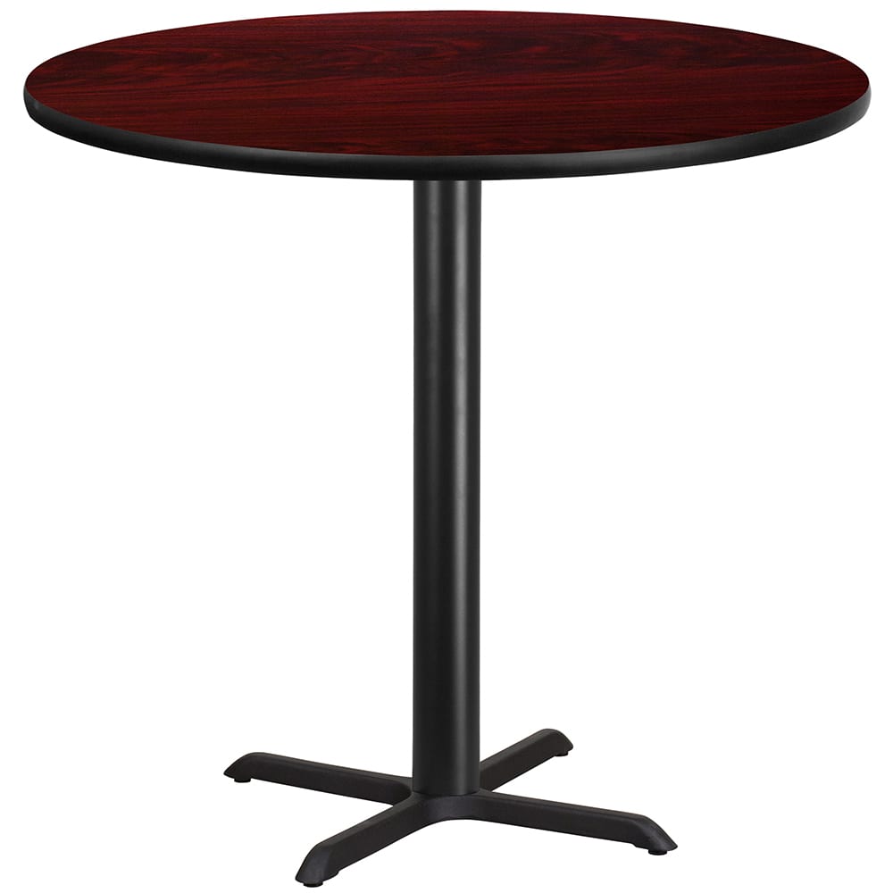 916-XRD42MAHTBT3333B 42" Round Bar Height Table - Mahogany Laminate Top, Cast Iron Base