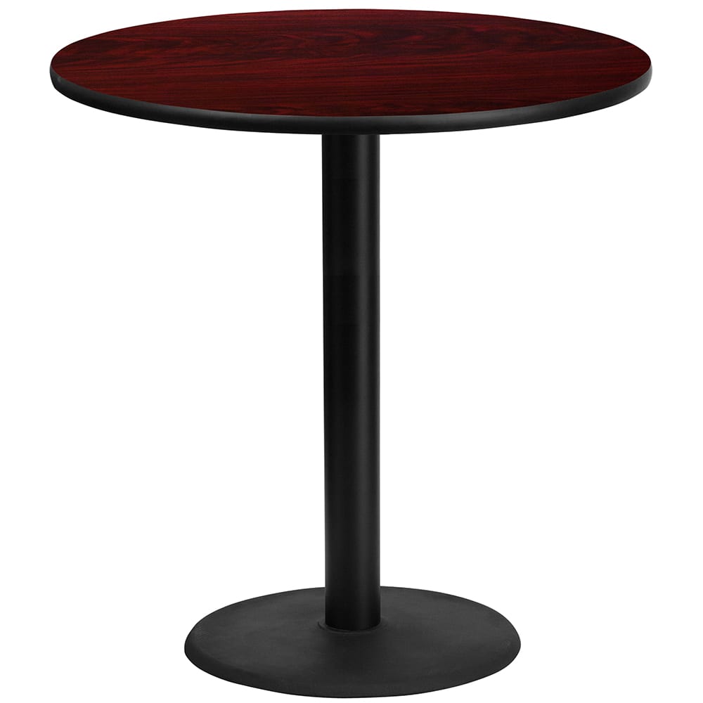 916-XRD42MAHTBTR24B 42" Round Bar Height Table - Mahogany Laminate Top, Cast Iron Base