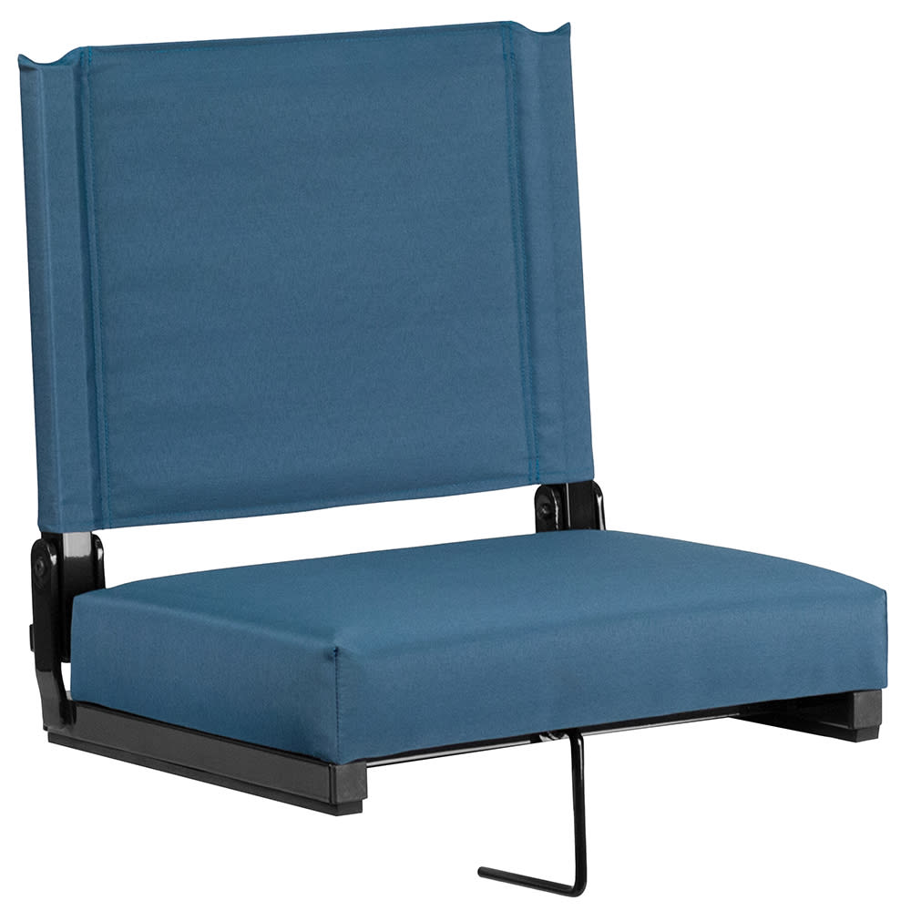 916-XSTAGN Grandstand Outdoor Folding Stadium Seat - Teal Canvas w/ Black Aluminum Frame