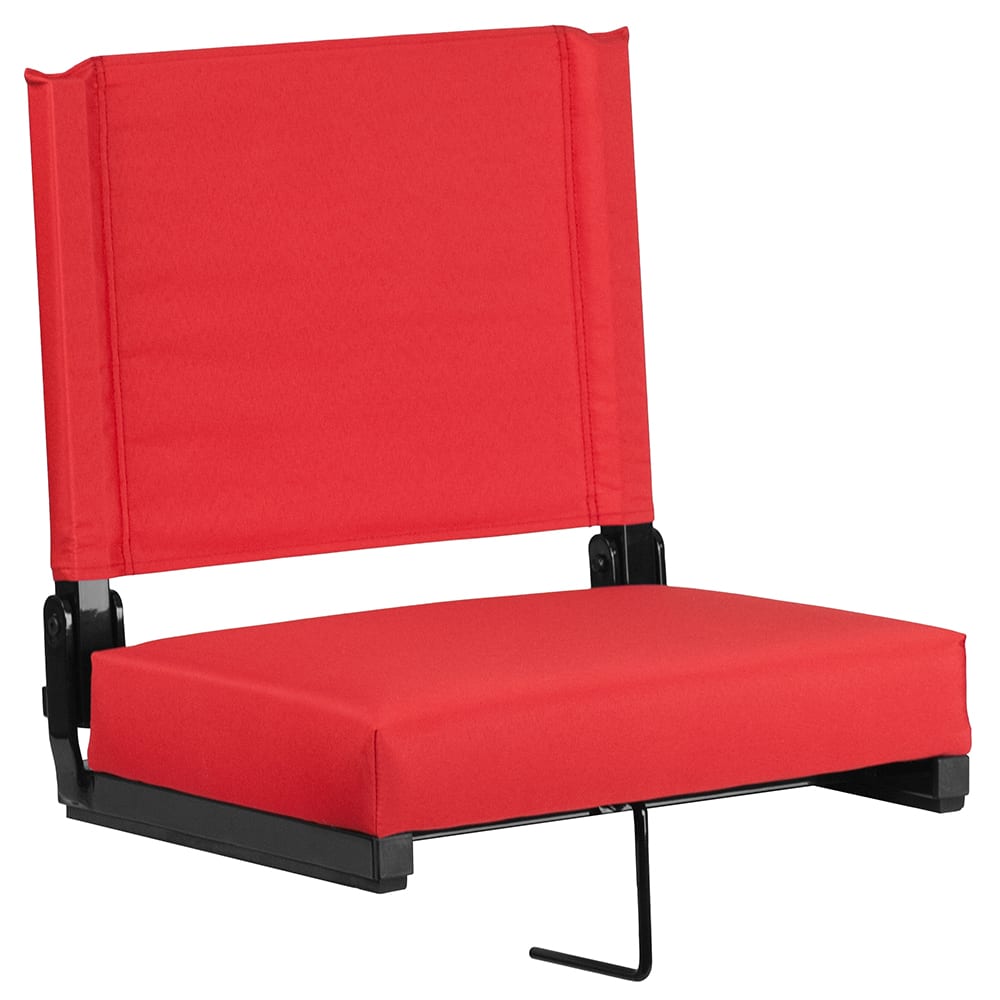 916-XSTARED Grandstand Outdoor Folding Stadium Seat - Red Canvas w/ Black Aluminum Frame
