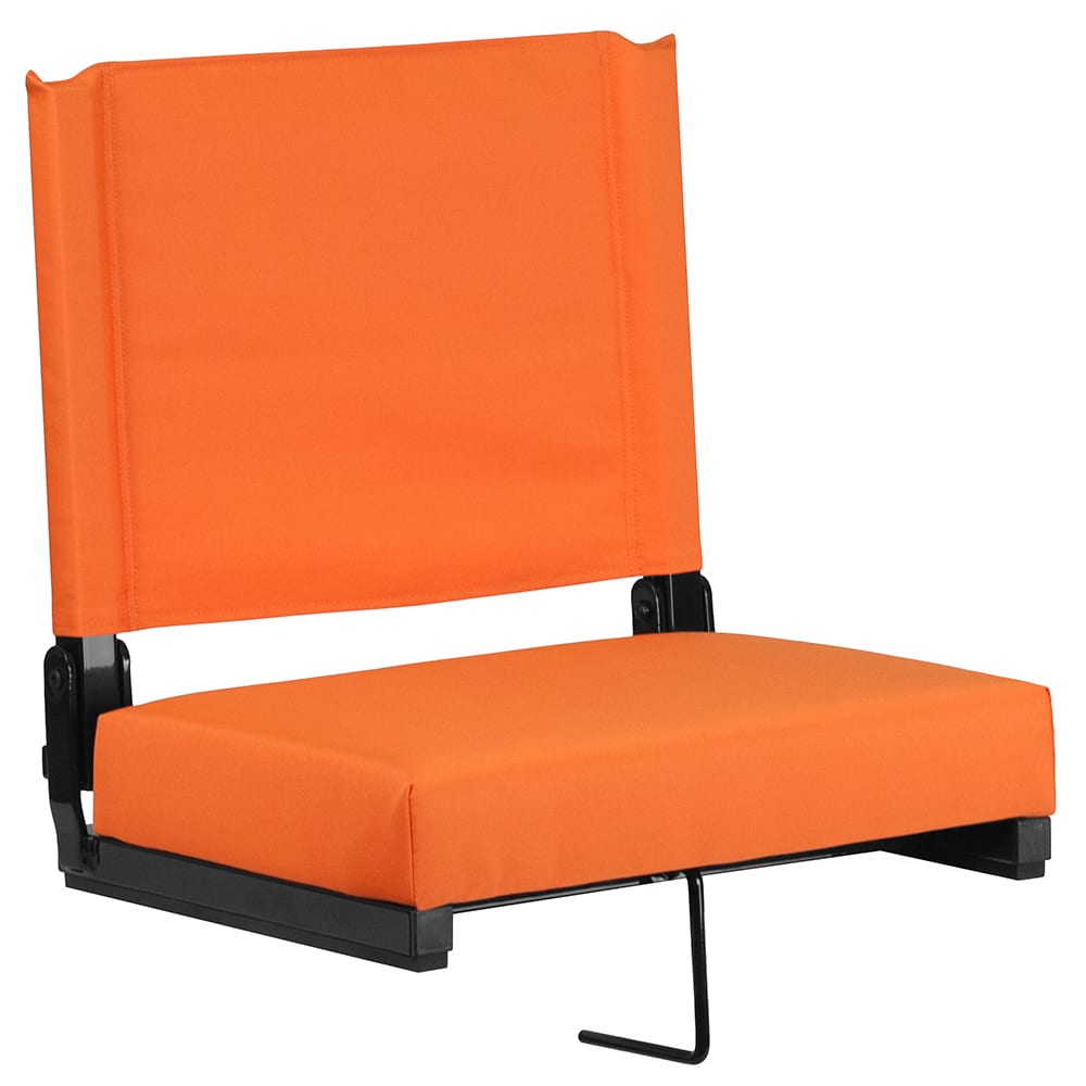 916-XSTAOR Grandstand Outdoor Folding Stadium Seat - Orange Canvas w/ Black Aluminum Frame