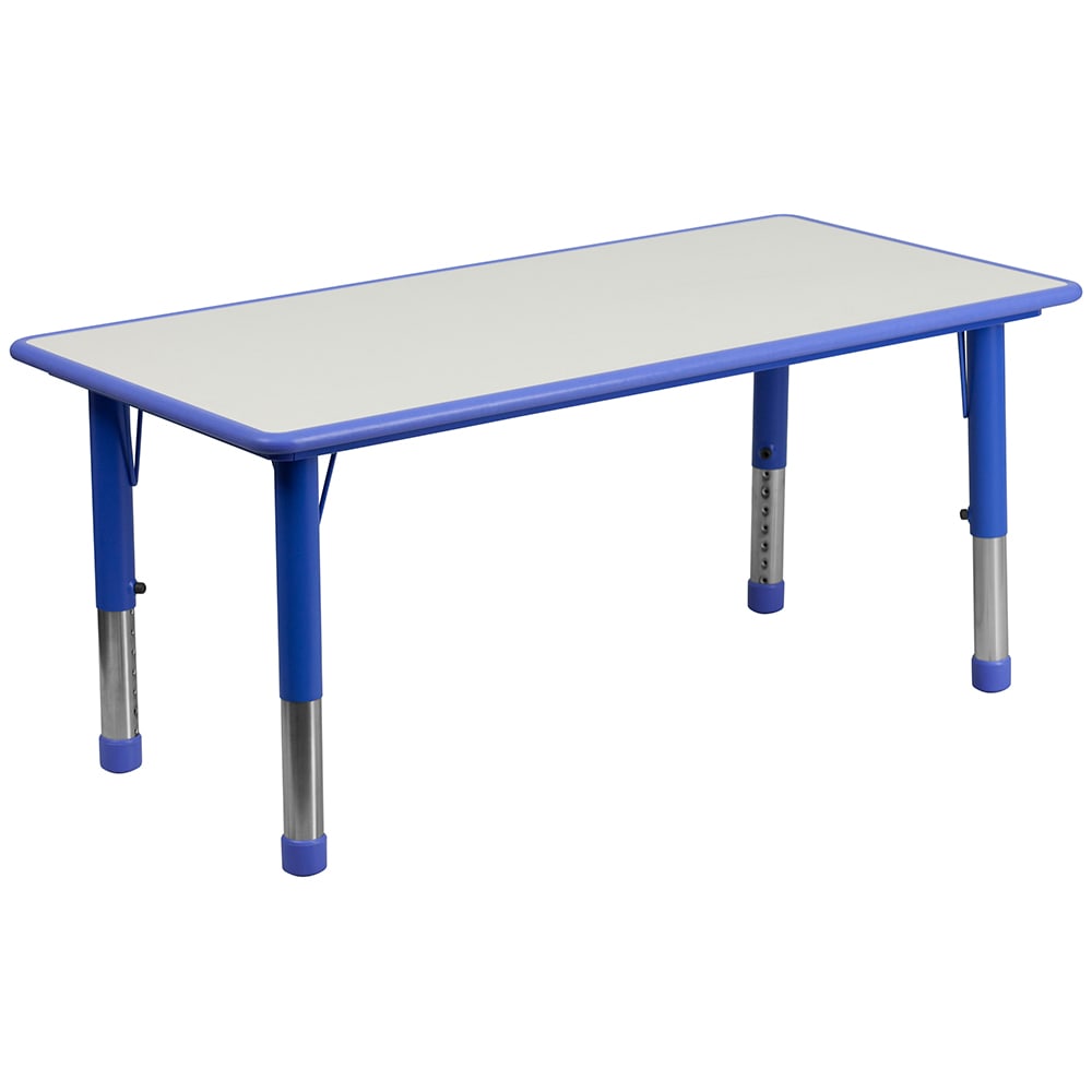 916-060RCTTBLBLU Rectangular Preschool Activity Table - 47 1/4"L x 23 5/8"W, Plastic To...