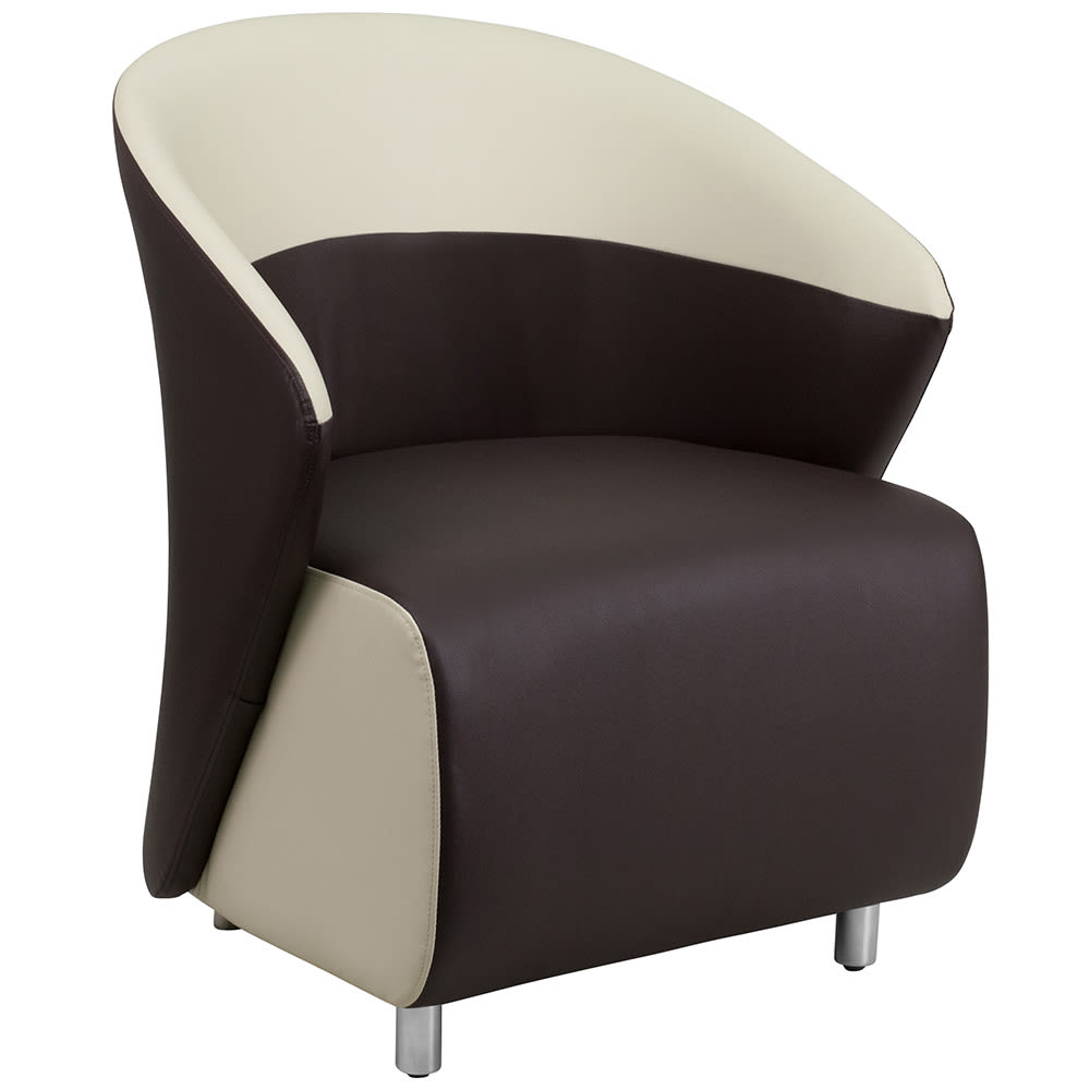 916-8 Reception Arm Chair - Dark Brown LeatherSoft Upholstery, Stainless Legs