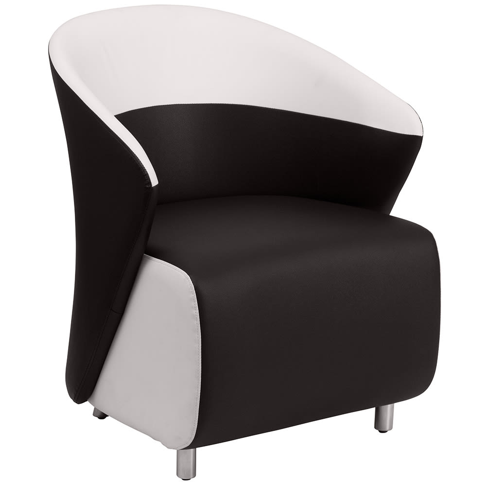 916-7 Reception Arm Chair - Black LeatherSoft Upholstery, Stainless Legs