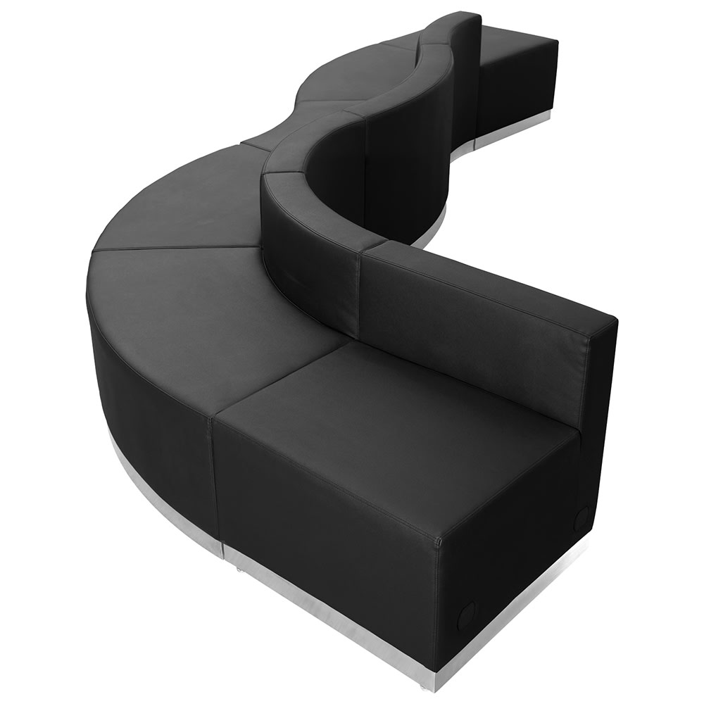 916-803580SETBK 6 Piece Modular Reception Sofa Set - LeatherSoft Upholstery, Black