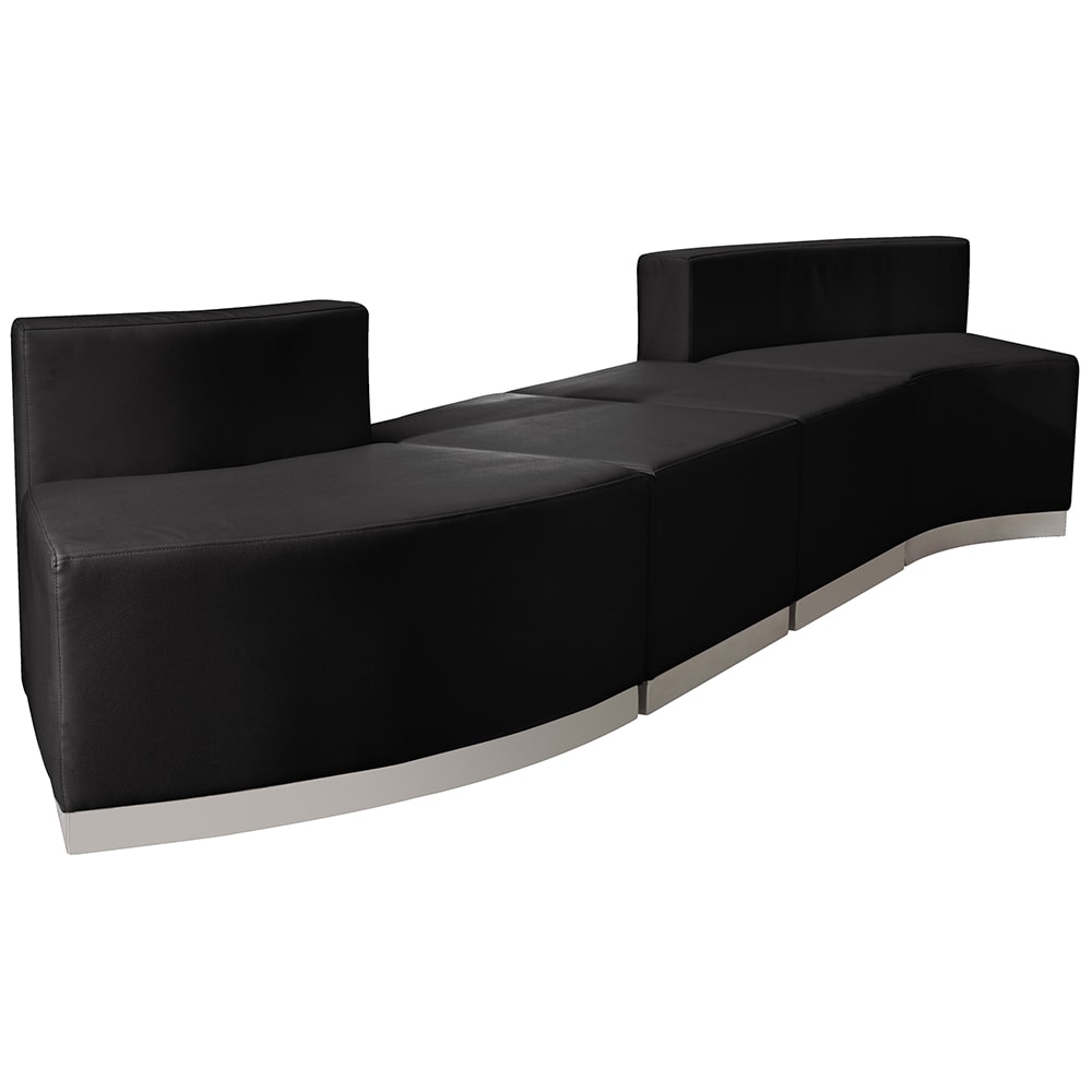 916-803860SETBK 3 Piece Modular Reception Sofa Set - LeatherSoft Upholstery, Black