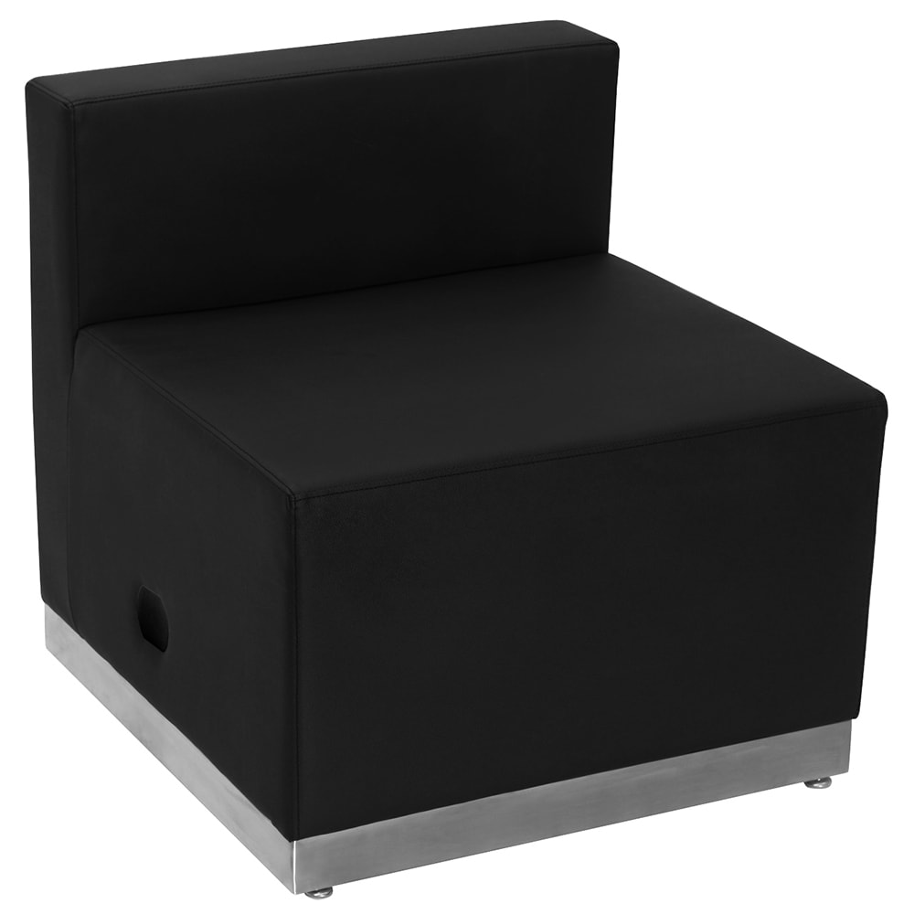 916-803CHAIRBK Modular Reception Chair w/ Black LeatherSoft Upholstery & Stainless Base
