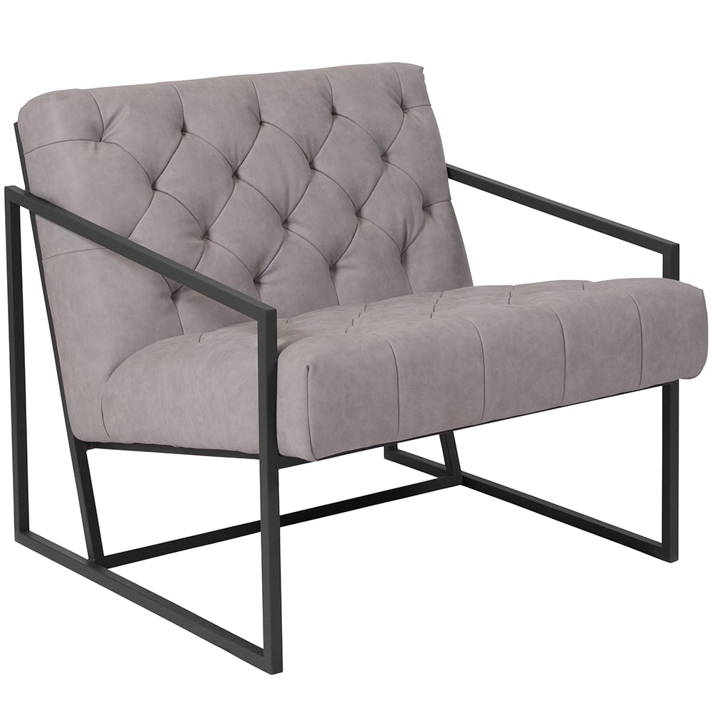 916-8522WH Lounge Chair - White LeatherSoft Upholstery, Gray Metal Frame