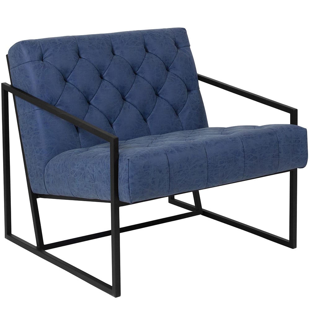 Flash Furniture ZB-8522-BL-GG Lounge Chair - Retro Blue LeatherSoft Upholstery, Black Metal Frame