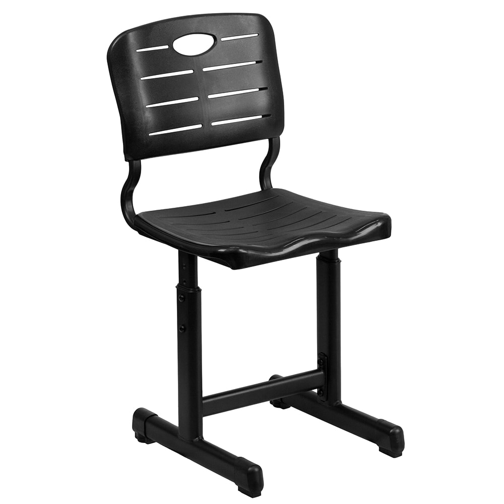 916-9010 Student Chair w/ Slatted Back - Black Plastic Seat, Black Steel Frame
