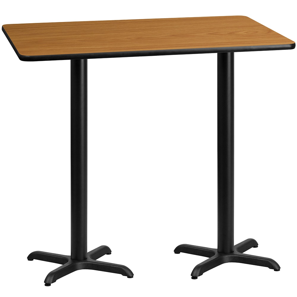 916-XNTB3060T2222B Rectangular Bar Height Table w/ Natural Laminate Top - 60"W x 30"D x...