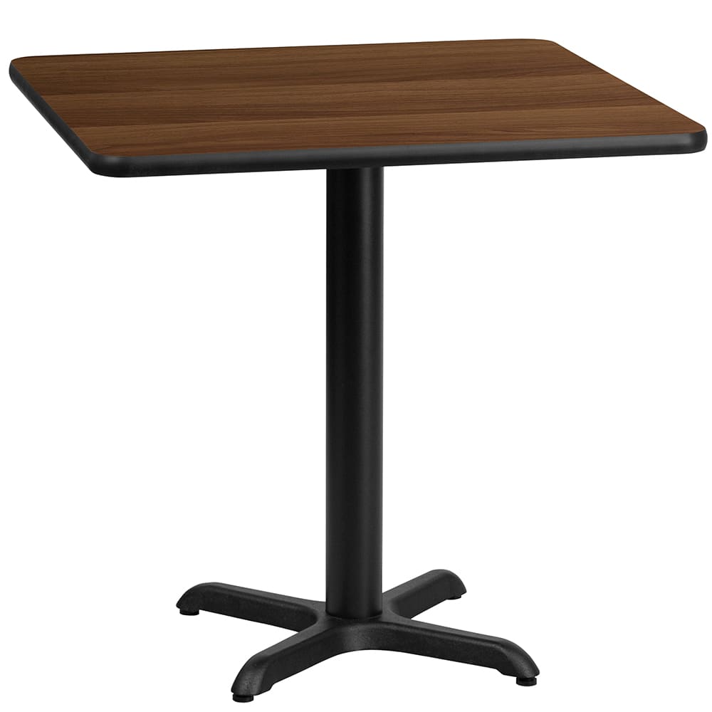 916-XWTB2424T2222 24" Square Dining Height Table w/ Walnut Laminate Top - Cast Iron Base