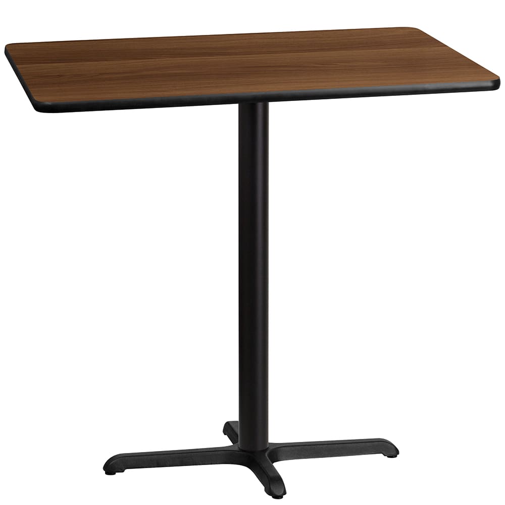 916-XWTB3042T2230B Rectangular Bar Height Table w/ Walnut Laminate Top - 42"W x 30"D x...