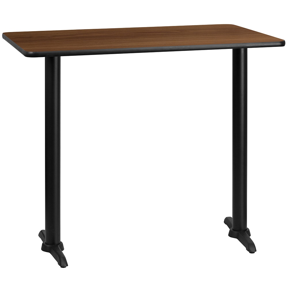 916-XWTB3048T0522B Rectangular Bar Height Table w/ Walnut Laminate Top - 48"W x 30"D x...