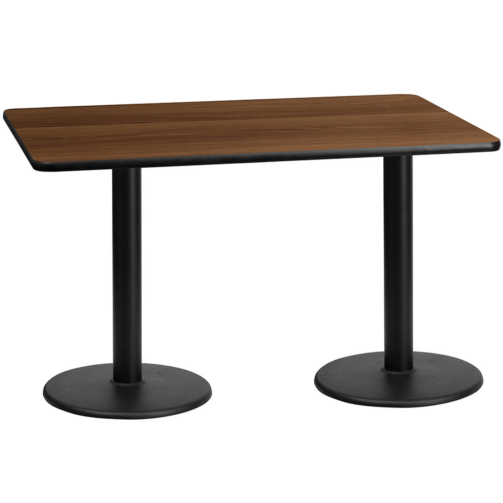Flash Furniture XU-WALTB-3060-TR18-GG Rectangular Dining Height Table w/ Walnut Laminate Top - 60"W x 30"D, Cast Iron Base