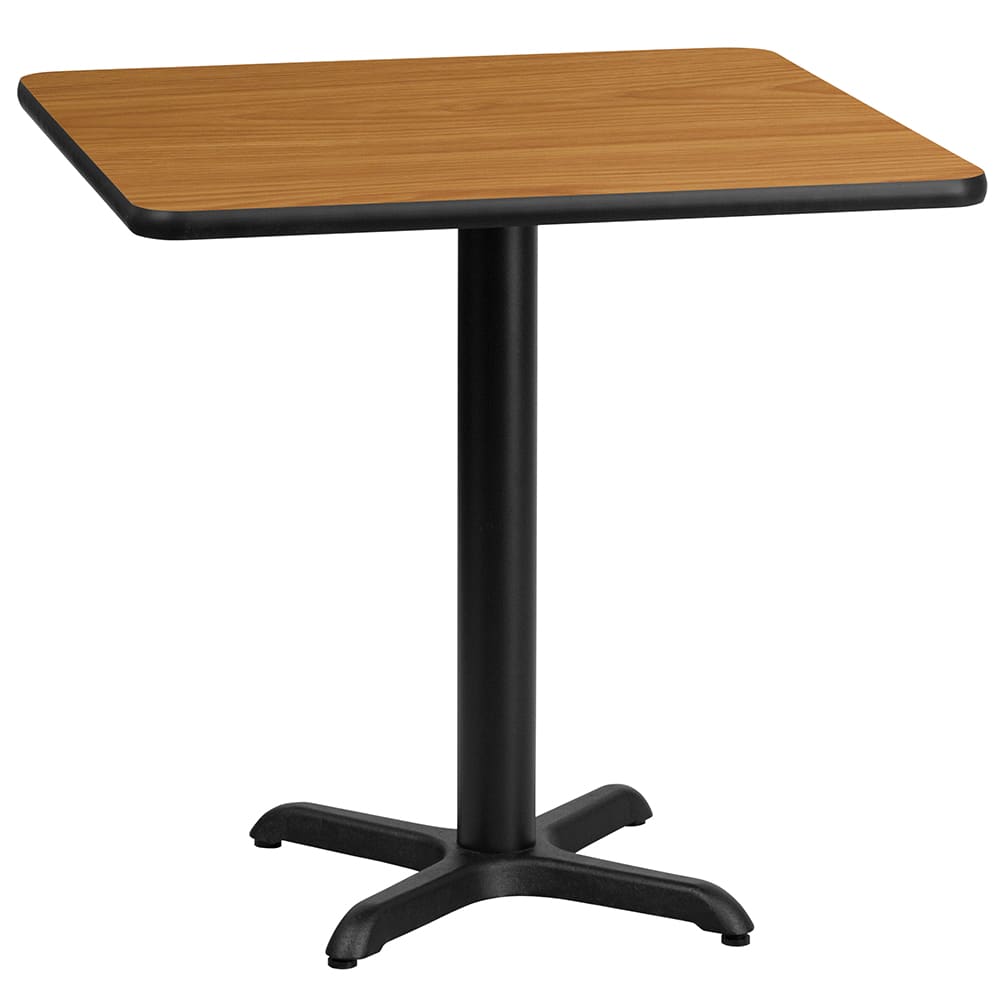 916-XNTB3030T2222 30" Square Dining Height Table w/ Natural Laminate Top - Cast Iron Base