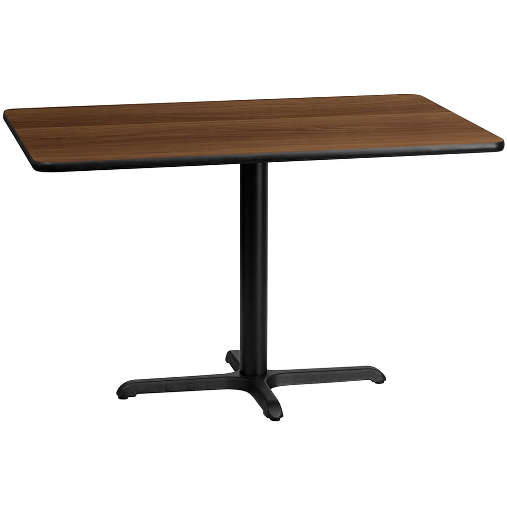916-XWTB3048T2230 Rectangular Dining Height Table w/ Walnut Laminate Top - 48"W x 30"D,...