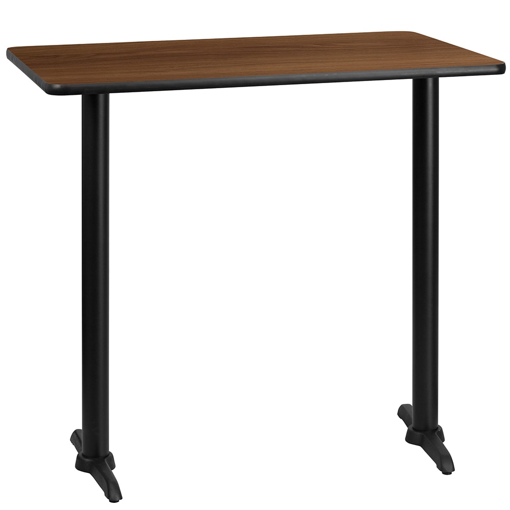 Flash Furniture XU-WALTB-3042-T0522B-GG Rectangular Bar Height Table w/ Walnut Laminate Top - 42"W x 30"D x 43 1/8"H, Cast Iron Base