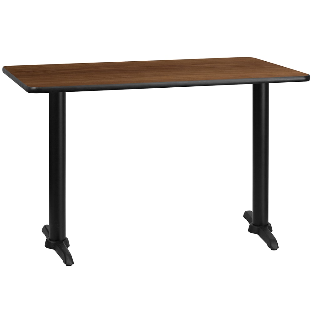 916-XWTB3048T0522 Rectangular Dining Height Table w/ Walnut Laminate Top - 48"W x 30"D,...