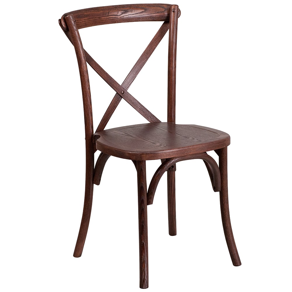 916-XXM Stacking Chair w/ Cross Back - Ash Wood Frame, Mahogany Finish