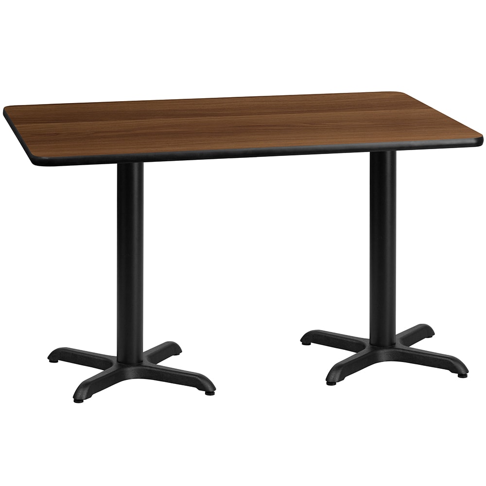 916-XWTB3060T2222 Rectangular Dining Height Table w/ Walnut Laminate Top - 60"W x 30"D,...