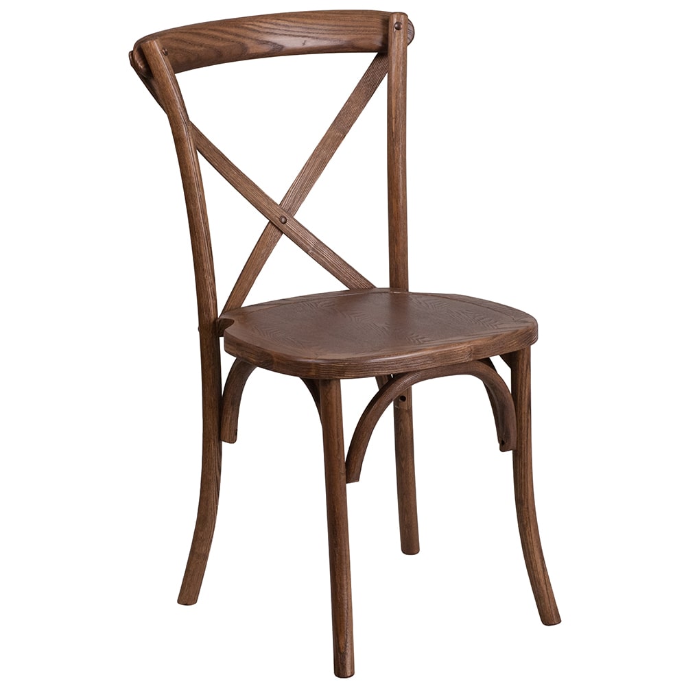 Flash Furniture XU-X-PEC-GG Stacking Chair w/ Cross Back - Ash Wood Frame, Pecan Finish