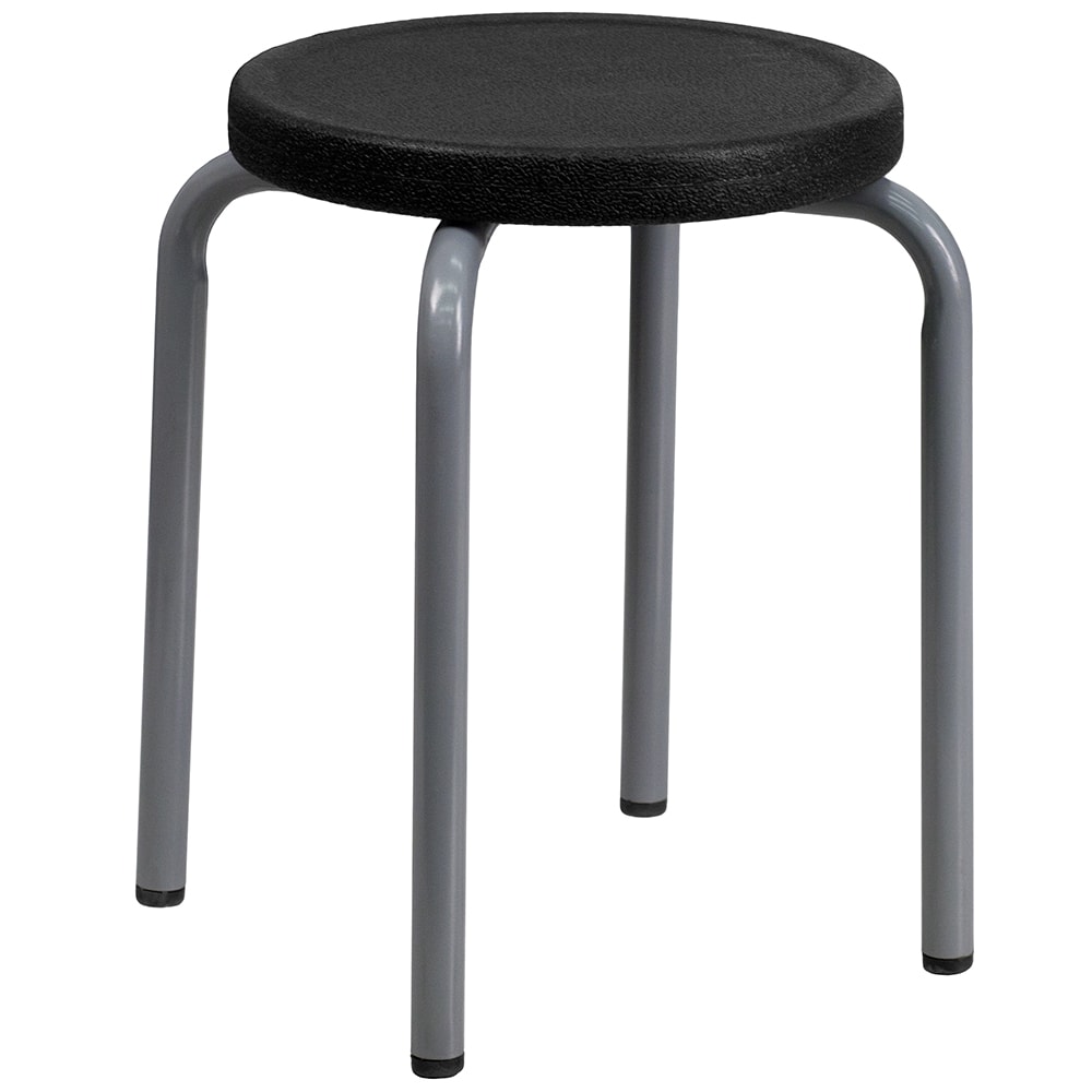 916-YK01B Stackable Stool w/ Black Plastic Seat - Steel Frame