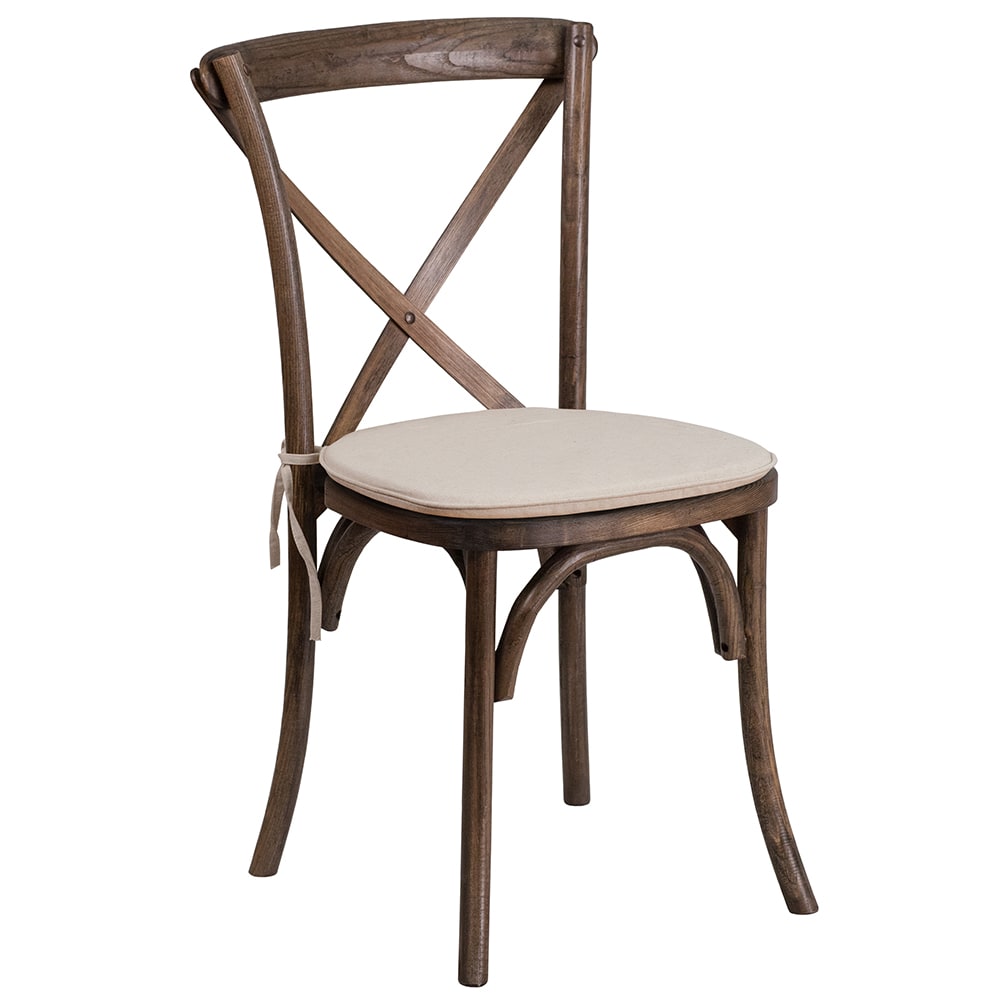 916-XXEANTC Stacking Chair w/ Cross Back & Natural Cushion - Ash Wood Frame, Early American F...