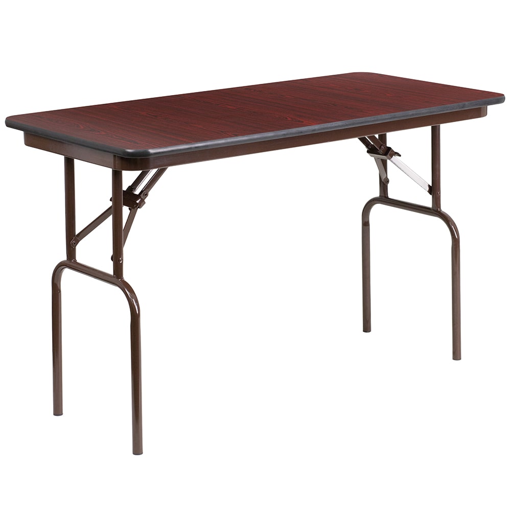 916-YT2448MELWAL Rectangular Folding Table w/ Mahogany Laminate Top - 48"W x 24"D x 30&...