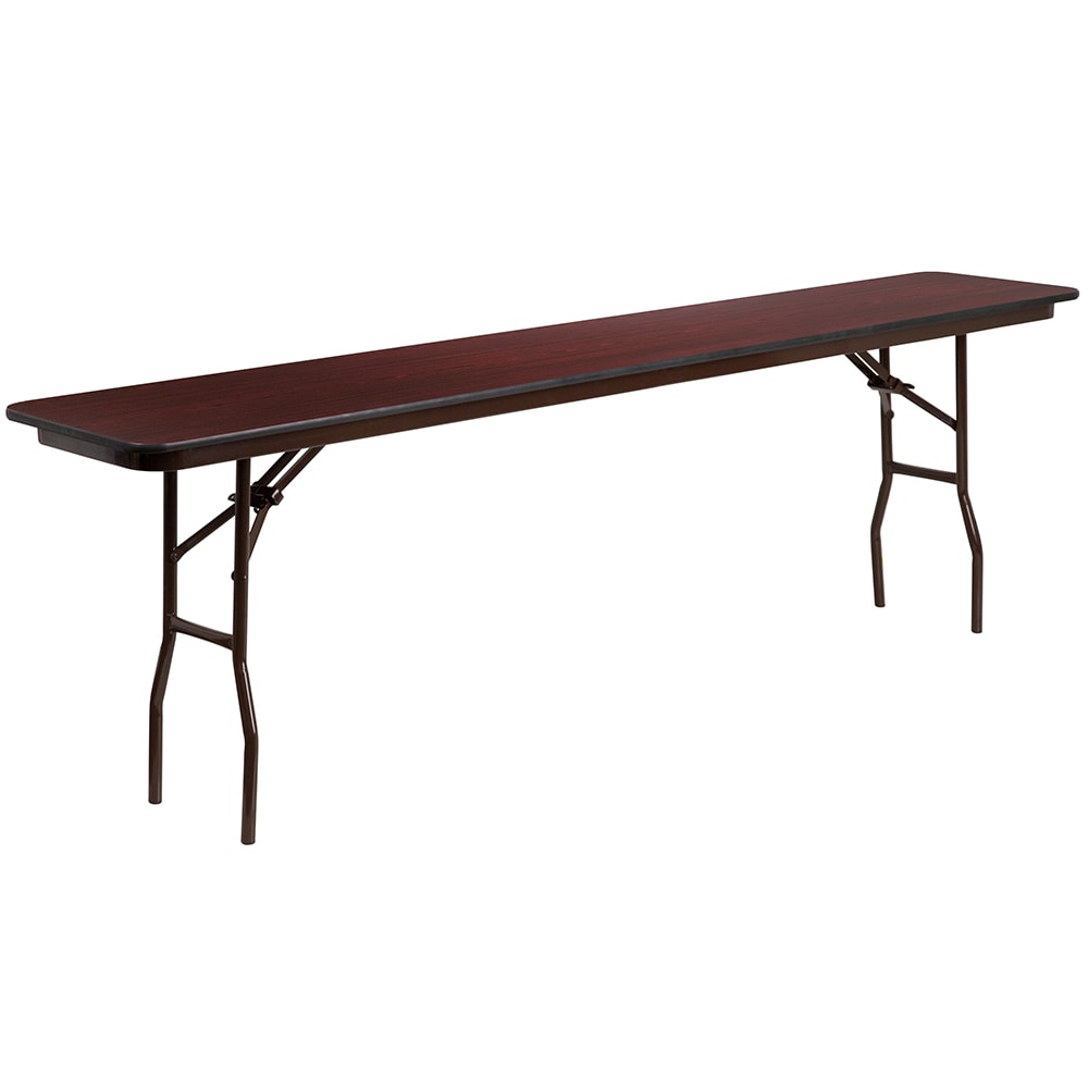 916-YT1896MELWAL Rectangular Folding Table w/ Mahogany Laminate Top - 96"W x 18"D x 30&...