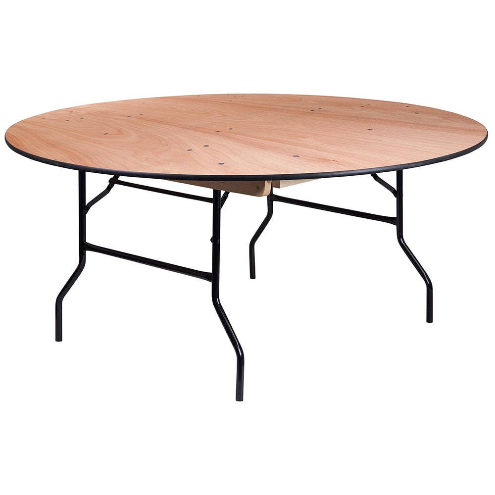 916-YTWRFT66TBL 66" Round Folding Banquet Table w/ Plywood Top, 30"H