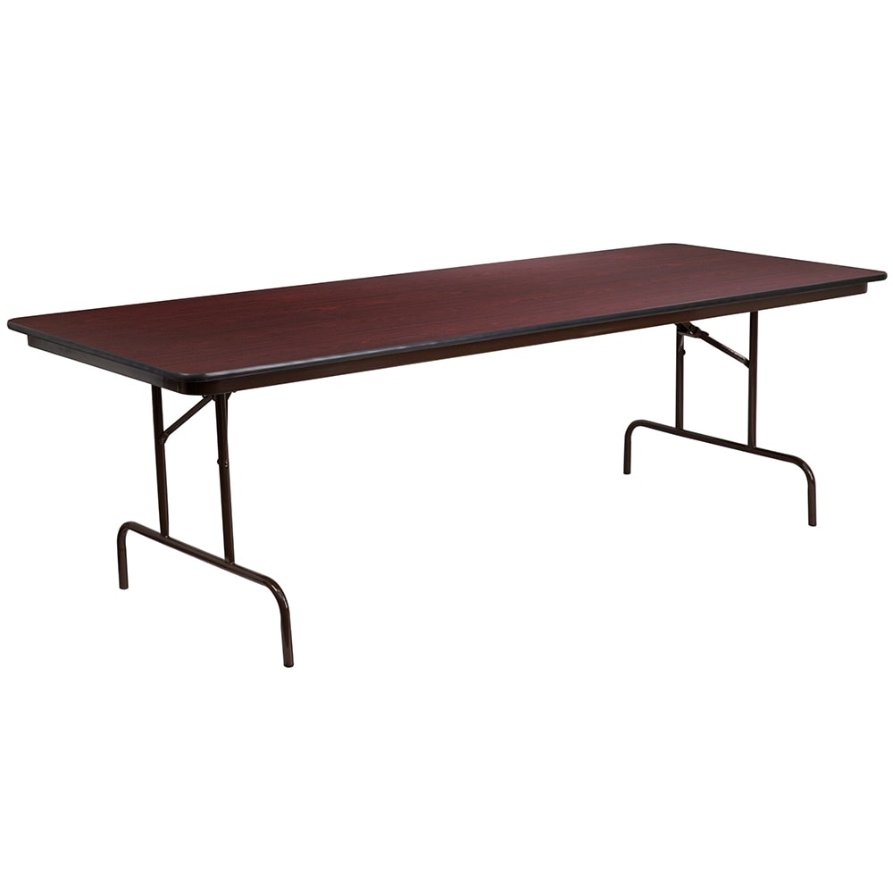 916-YT3696HIGHWAL Rectangular Folding Table w/ High Pressure Mahogany Laminate Top - 96"W x...