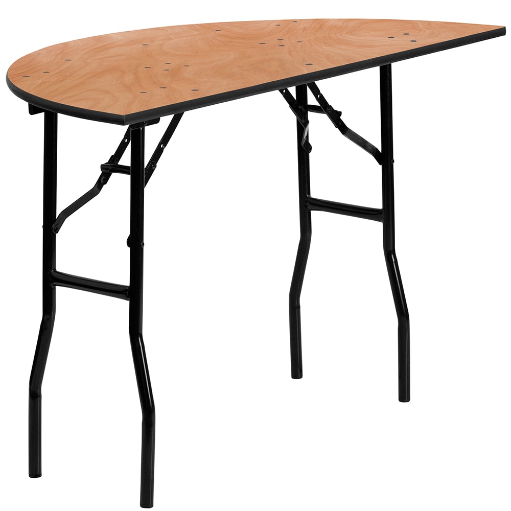 916-YTWHRFT48HF Half Round Folding Banquet Table w/ Plywood Top - 48"W x 24"D x 30 1/4&...