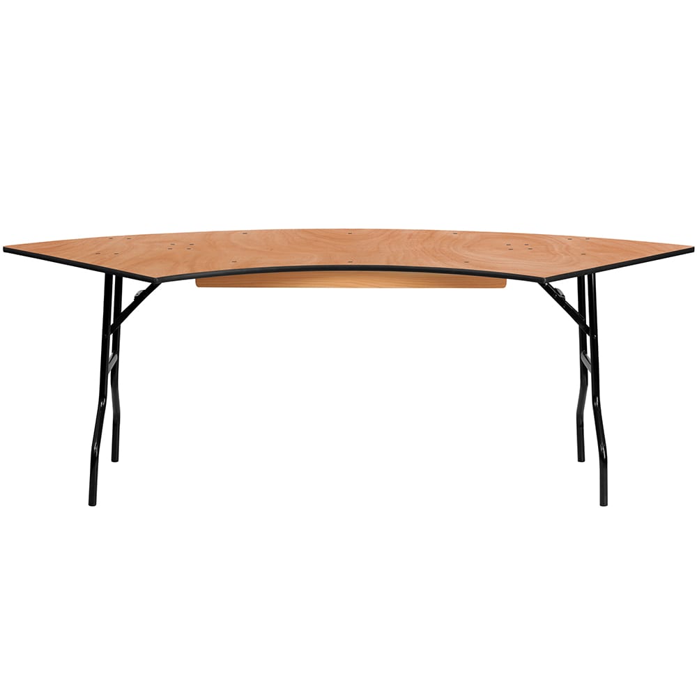 916-YTWSFT6030SP Crescent Shaped Folding Banquet Table w/ Plywood Top - 60"W x 30"D x 3...