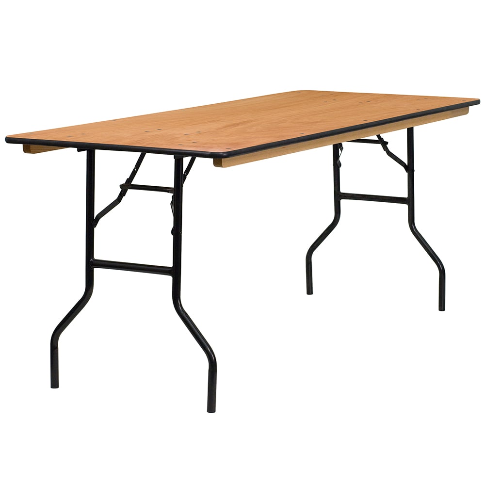 916-YTWTFT30X72TBL Rectangular Folding Banquet Table w/ Plywood Top - 72"W x 30"D x 30...