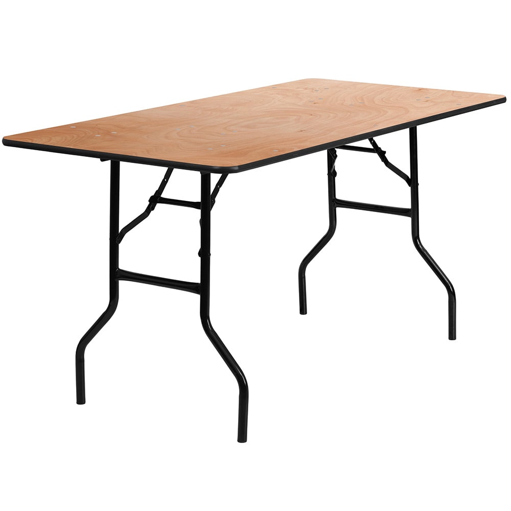 916-YTWTFT30X60TBL Rectangular Folding Banquet Table w/ Plywood Top - 60"W x 30"D x 30...