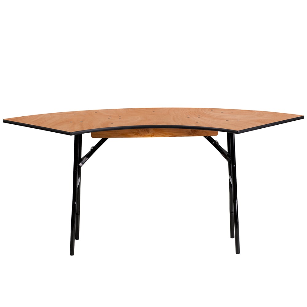 916-YTWSFT4824SP Crescent Shaped Folding Banquet Table w/ Plywood Top - 48"W x 24"D x 3...
