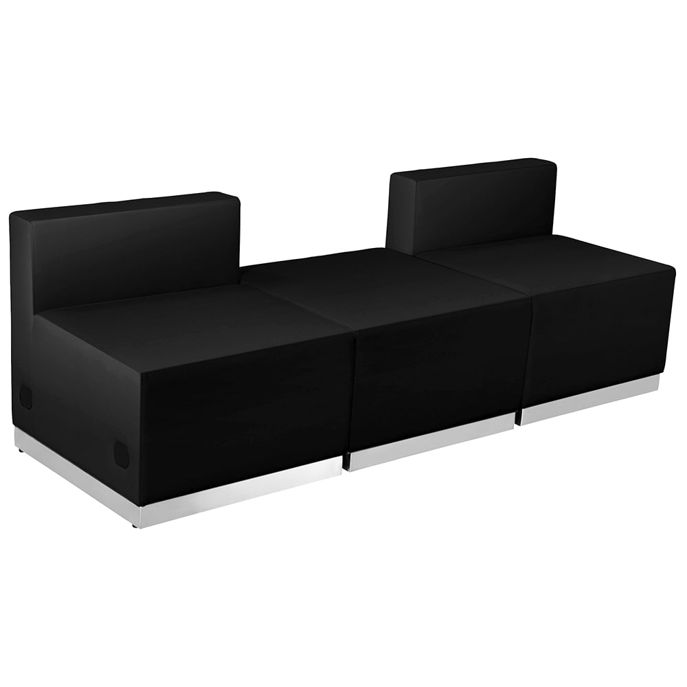 916-803670SETBK 3 Piece Modular Reception Sofa Set - LeatherSoft Upholstery, Black